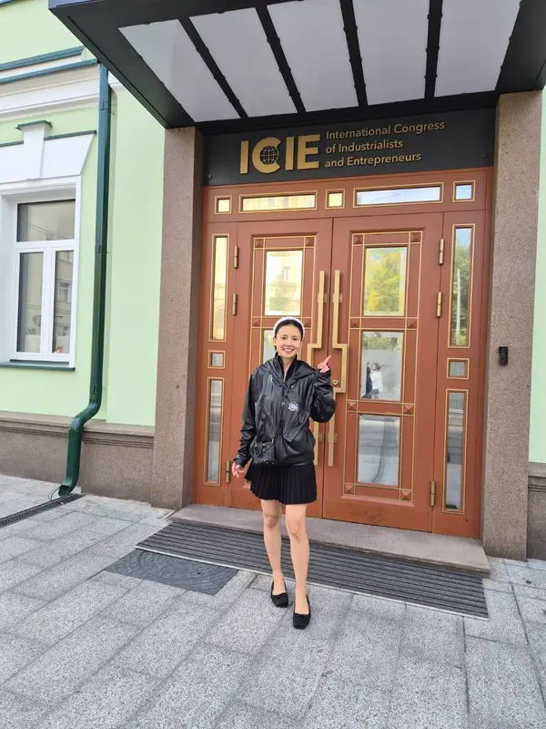 At the entrance of the International Congress of Industrialists and Entrepreneurs (ICIE)